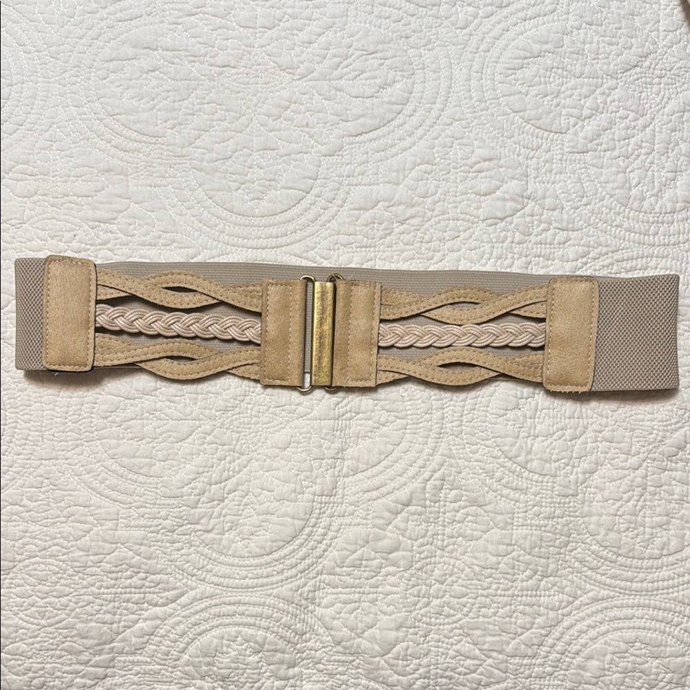 Elegant Tan Braided Women's Belt